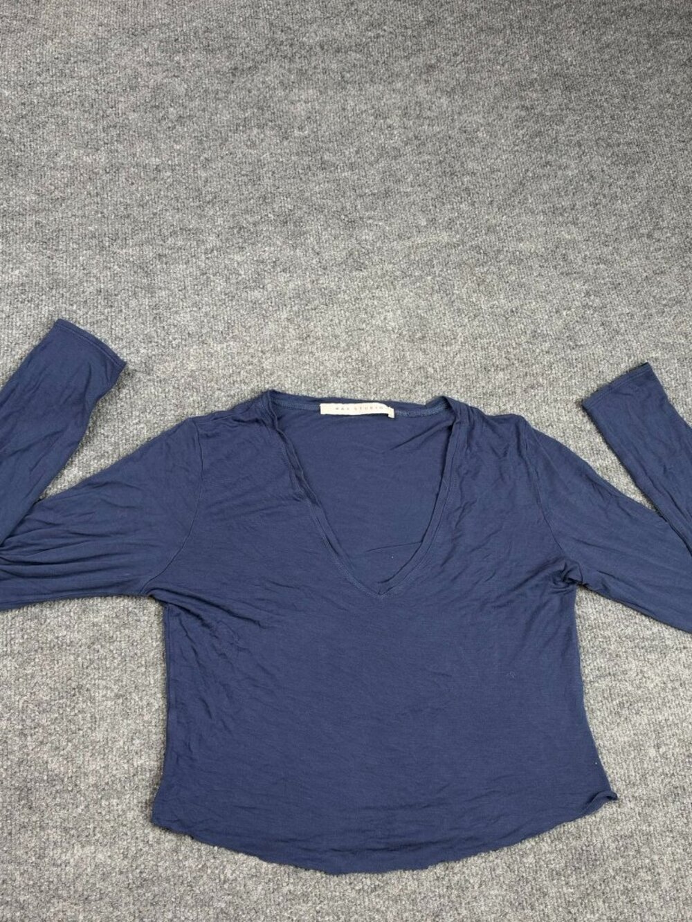 Max Studio Womens Blue Long Sleeve Top No Size Tag Check Measurements Fit M